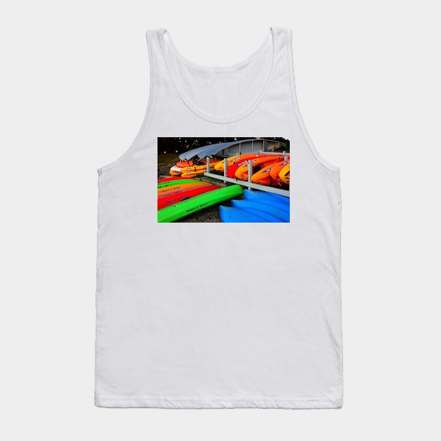 Colorful Kayaks. Shoreline Park, Mountain View, California 2009 Tank Top by IgorPozdnyakov